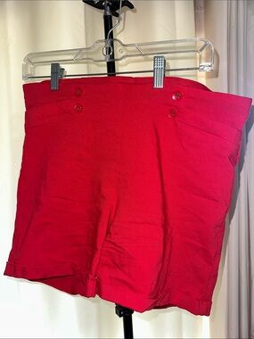 Retrology High-Rise Red Women's Shorts with Button Waist size L